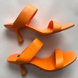 Nine West Vibrant Orange Heeled Sandals Size 7.5